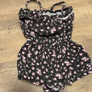 The Children's Place Black and Pink Floral Romper